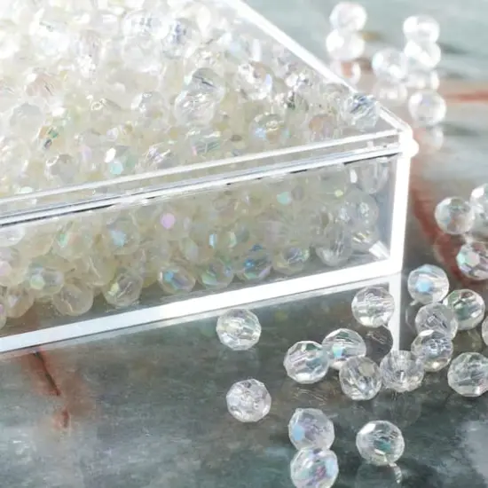 Clear Aurora Borealis Faceted Acrylic Round Craft Beads by Bead Landing&trade;, 8mm {4}