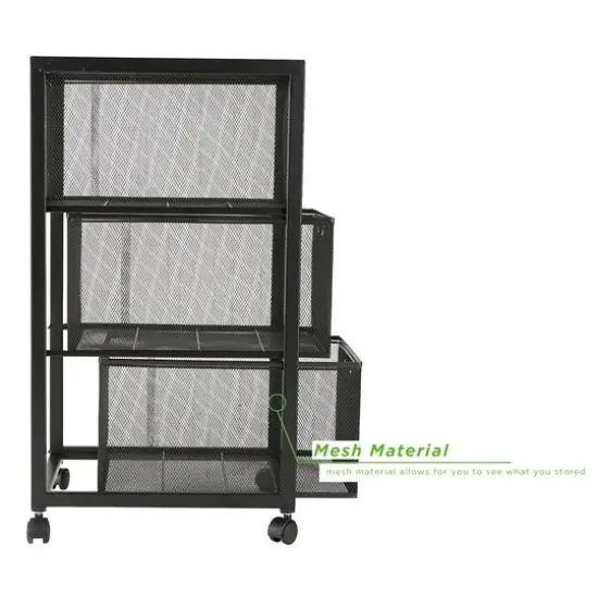 Mind Reader Black 3 Drawer Rolling File Cabinet {9}