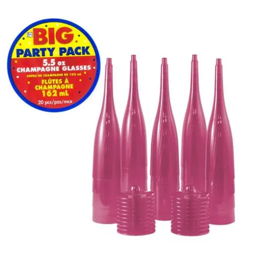 JAM Paper 5.5oz. Plastic Champagne Flutes, 20ct. Fuchsia {3}