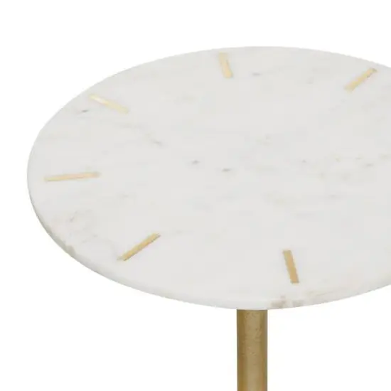 25" White Contemporary Marble Accent Table {4}
