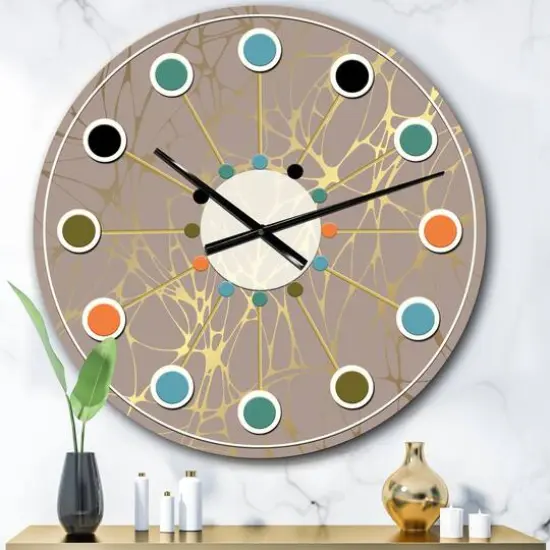 Designart 'Golden Marble Design Ii Mid-Century Modern Wall Clock {1}