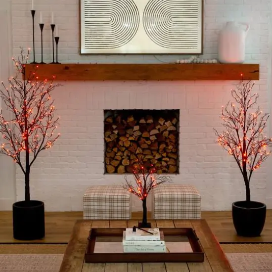 6ft. Pre-Lit LED Black Twig Artificial Halloween Tree {8}