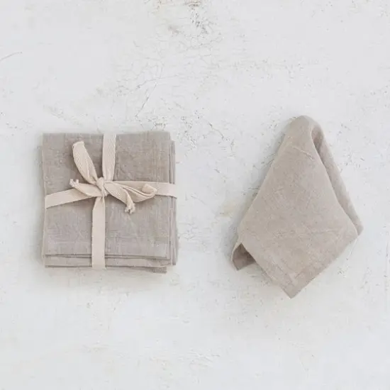 Hello Honey&reg; 10" Square Stonewashed Linen Cocktail Napkins, 4ct. Natural {3}