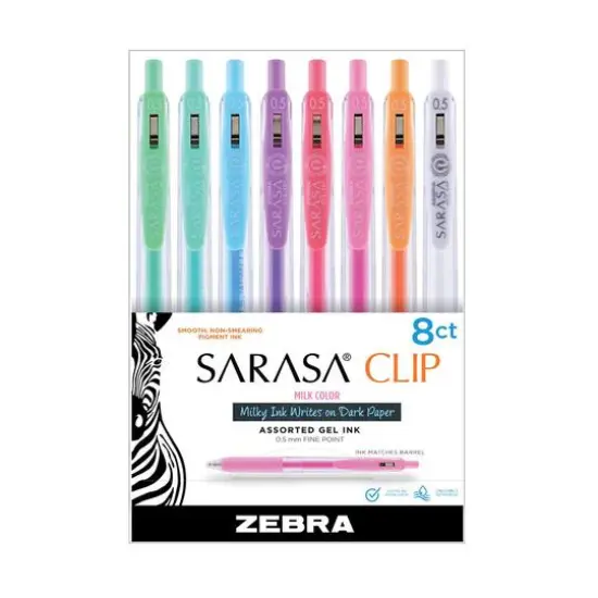 Zebra Sarasa&reg; Clip 8 Milk Color Gel Retractable Pen Set {1}