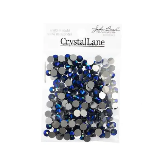 John Bead Crystal Lane SS30 Glass Round Flatback Rhinestones, 288ct. Jet AB {4}