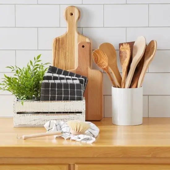 DII&reg; Mineral Gray Combo Windowpane Dishcloths, 6ct. {8}