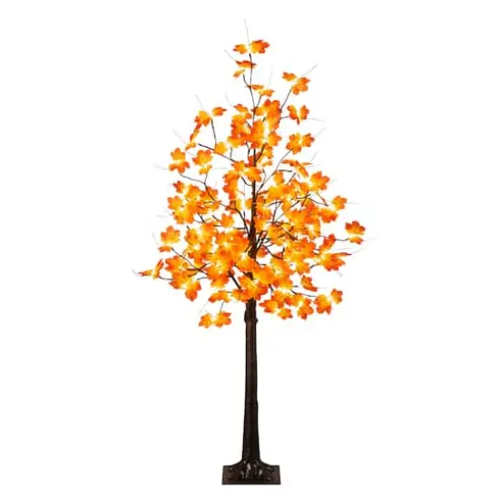 5ft. Pre-Lit Minimalist Autumn Maple Artificial Fall Tree with 96 Warm White LED Lights {1}
