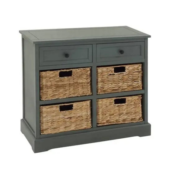 Traditional 4-Basket Turquoise Storage Cabinet {7}