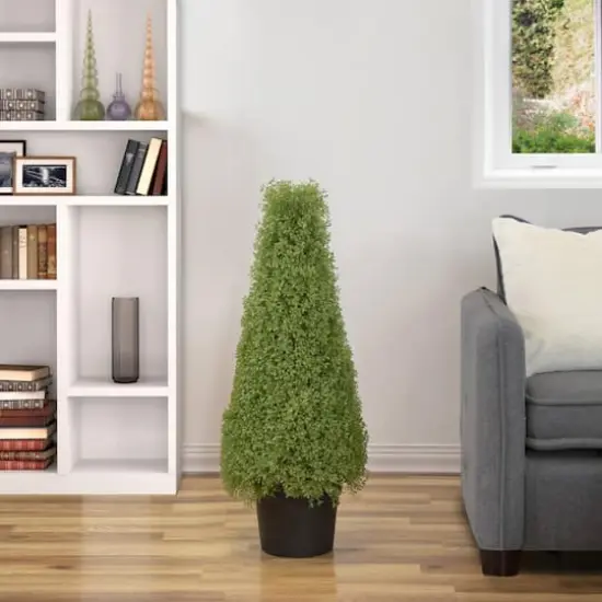3ft. Unlit Artificial Boxwood Cone Topiary Tree with Round Pot {3}