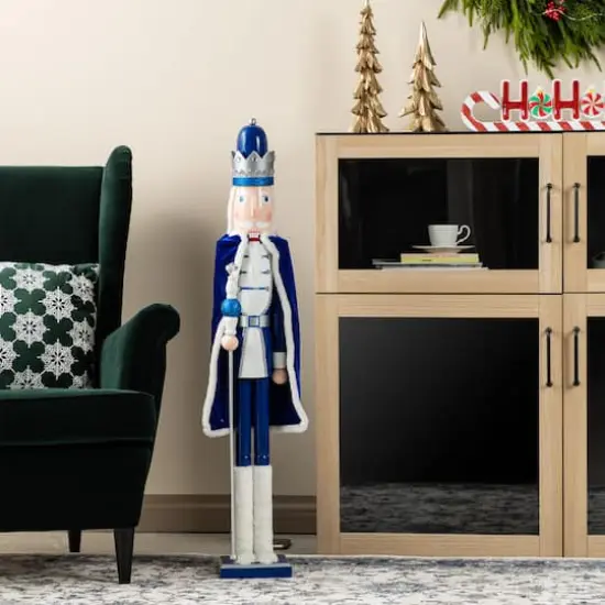 Glitzhome&reg; 42"H Wooden Christmas Blue Dressed King Nutcracker {3}