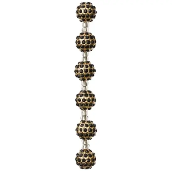 Black & Gold Metal Rhinestone Round Beads, 10mm by Bead Landing&trade; {4}