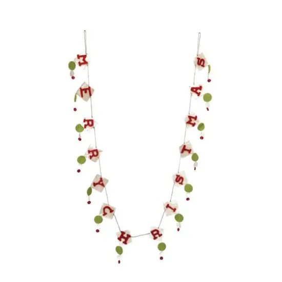 Hello Honey&reg; 6ft. Red & Green Wool Felt Merry Christmas Garland {1}