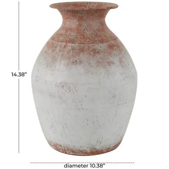 14" White & Rust Distressed Vase {8}