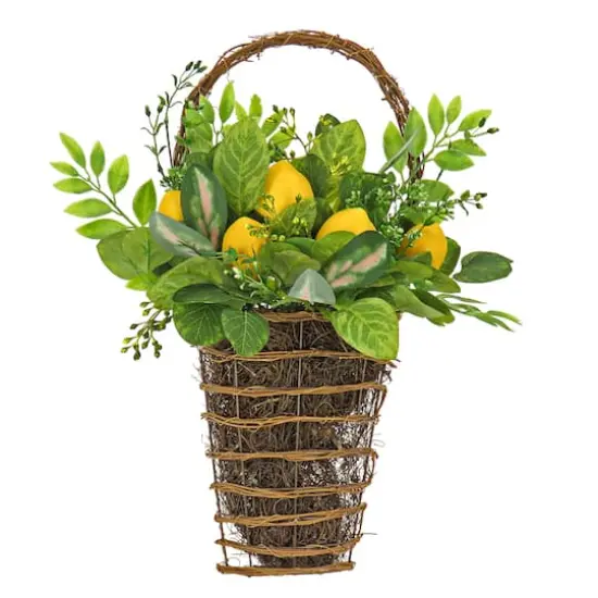 21" Leafy Greens & Lemons Wall Basket {1}