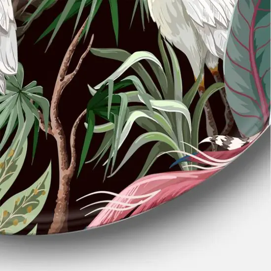 Designart - Chinoiserie With Birds and Peonies III - Traditional Metal Circle Wall Art {5}