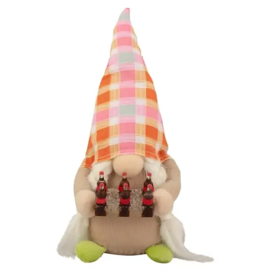 9" Pink & Orange Plaid Springtime Gnome {1}