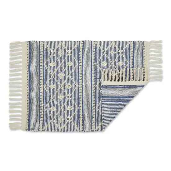 DII&reg; Diamond Textured Hand-Loomed Rug, 2ft. x 3ft. Natural and French Blue {4}