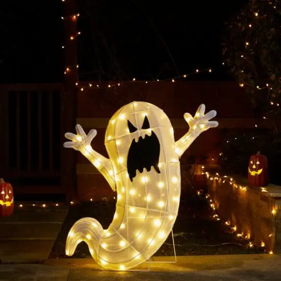 Glitzhome® 35.5"H Lighted Halloween 2.5D Ghosts Outdoor Decor {5}