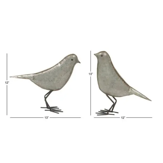 Gray Metal Farmhouse Bird Sculpture Set {8}