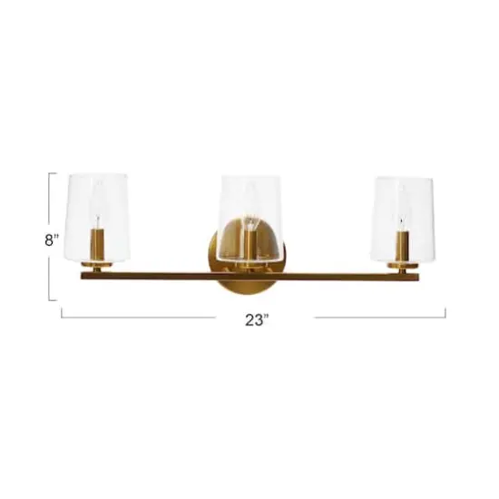 Hello Honey® Robert Stevenson Lighting Berkley Metal & Glass 3-Light Vanity Light Brushed Gold {5}