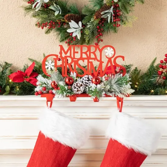 Glitzhome&reg; 14.5" Merry Christmas Metal Stocking Holder {3}