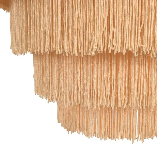 Hello Honey&reg; Gold Metal with 5-Tiered Cream Fringe Pendant Lamp {7}