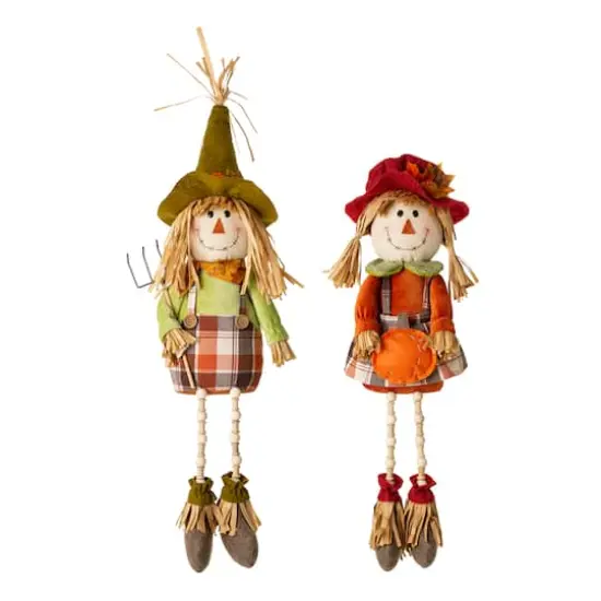 Glitzhome&reg; Fall Fabric Scarecrow Shelf Sitters Set {1}