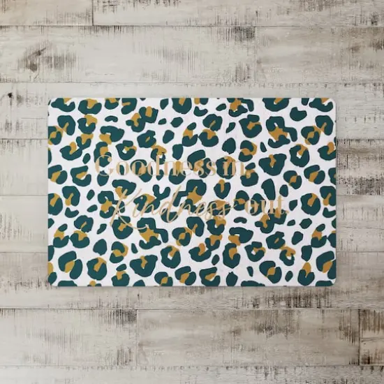 Goodness In Kindness Out Leopard Floor Mat White {3}