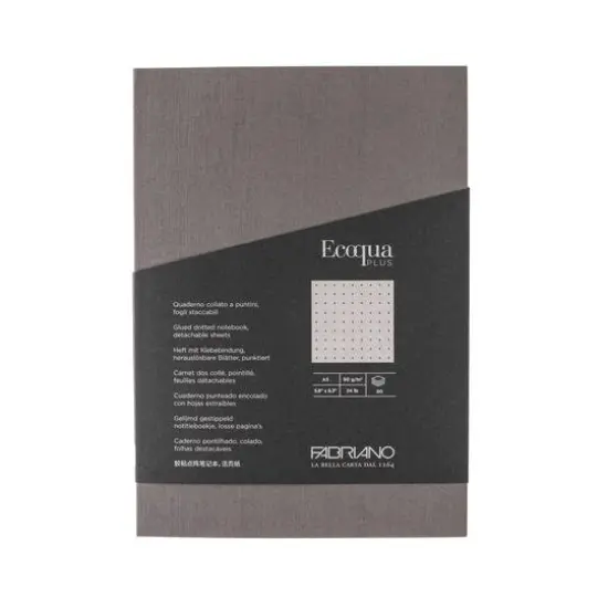 Fabriano&reg; Ecoqua Plus Dotted A5 Glue-Bound Notebook Gray {4}