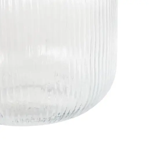 11" Clear Glass Short Round Ribbed Fluted Decorative Vase {6}