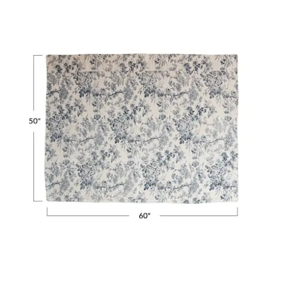 Hello Honey® 60" Blue &White Toile Pattern Cotton Chambray Throw {4}