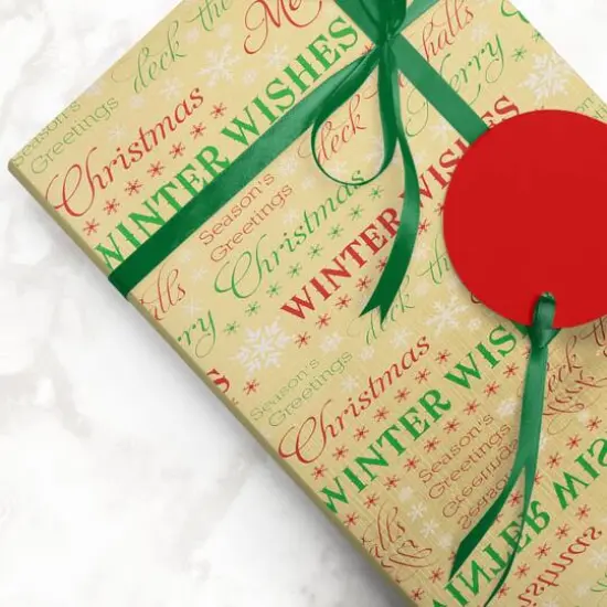 JAM Paper Gold Winter Wishes Gift Wrap {5}