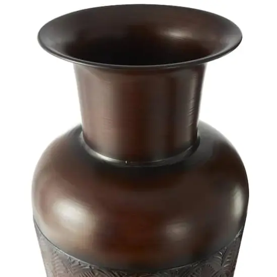 Dark Brown Metal Tall Vase Set with Geometric Designs {7}