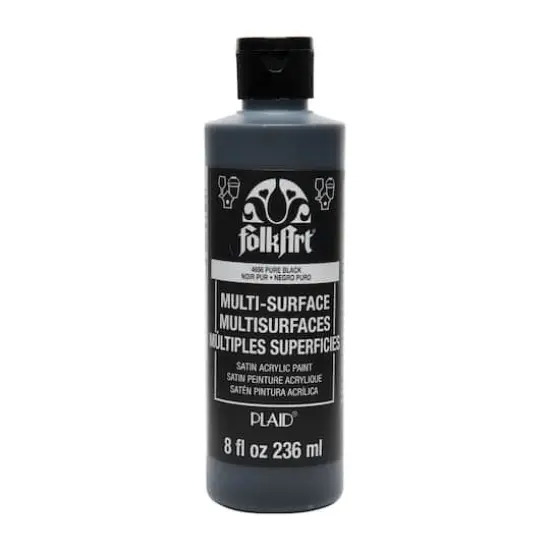 FolkArt&reg; Multi-Surface Satin Acrylic Paint, 8oz. Pure Black {1}