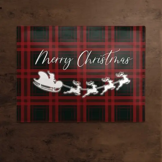 Plaid Santa's Sleigh Cotton Twill Placemat {3}