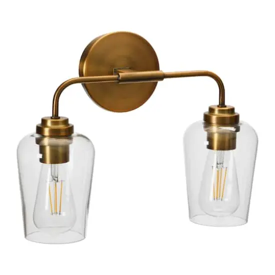 Hello Honey&reg; Robert Stevenson Lighting Holden Metal & Glass 2-Light Vanity Brushed Bronze {7}