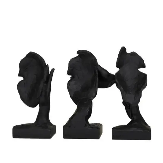 Black Polystone Face Sculpture Set {9}