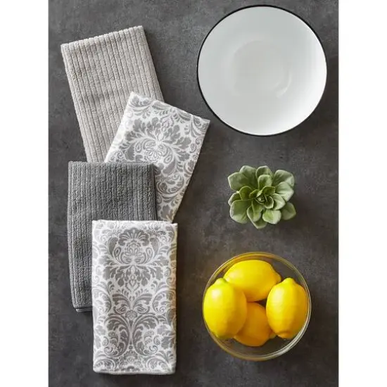 Gray Damask Microfiber Dishtowel, 4ct. {9}