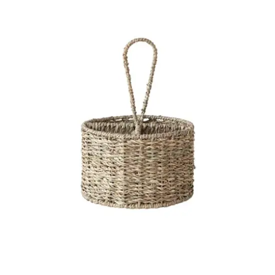 Hello Honey&reg; 11.5" Natural Round Seagrass 4-Section Caddy {5}