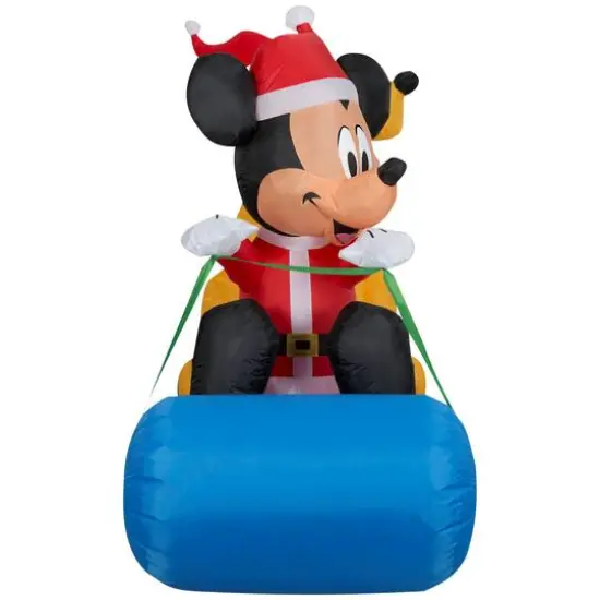 4.5ft. Airblown&reg; Inflatable Christmas Mickey Mouse & Pluto on Sled {4}