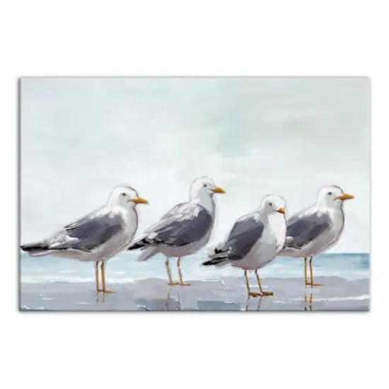 Seagulls In A Line 24" x 16" Canvas Wall Art {1}