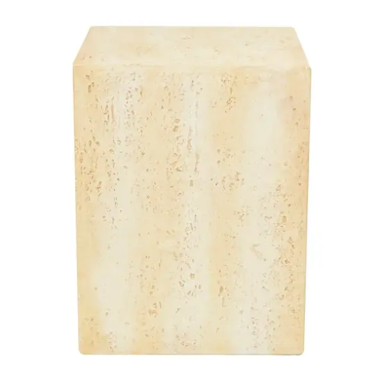 18" Natural Textured Wood Grain Outdoor Accent Table Cream {6}