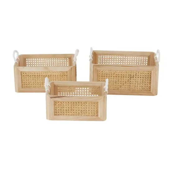 Brown Rattan Woven Storage Basket Set, 3ct. {4}