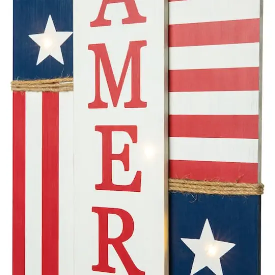 Glitzhome&reg; 36.25" Lighted Wood Patriotic Firecracker Porch D&eacute;cor {7}