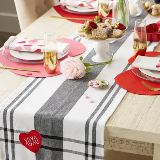 DII&reg; 72" Heart XOXO Plaid Table Runner {6}