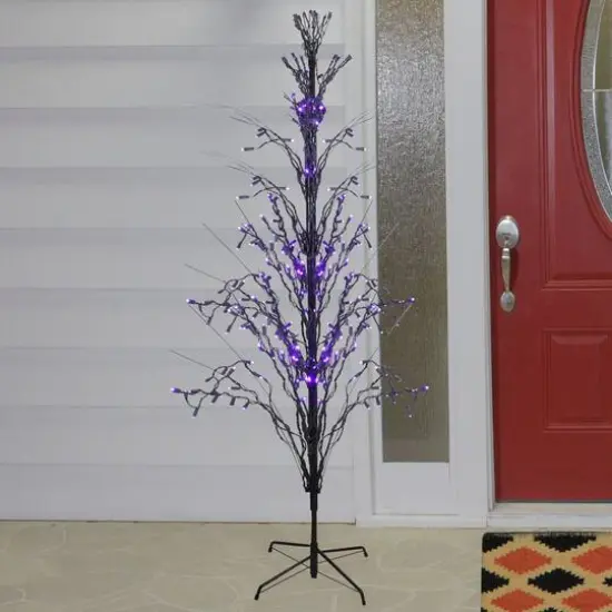9ft. Purple LED Lighted Halloween Cascade Twig Tree  {3}