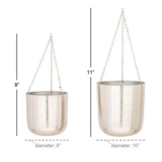 Silver Metal Glam Hanging Planter Set {5}