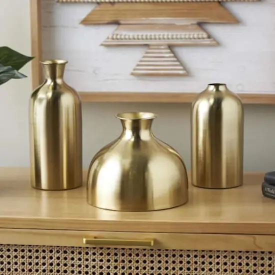Gold Minimal Metal Vase Set {3}