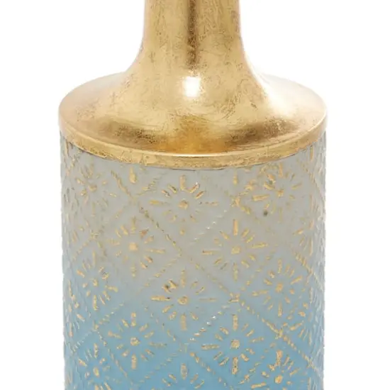 Set of 3 Blue Metal Coastal Style Vase, 27", 24", 20" {4}