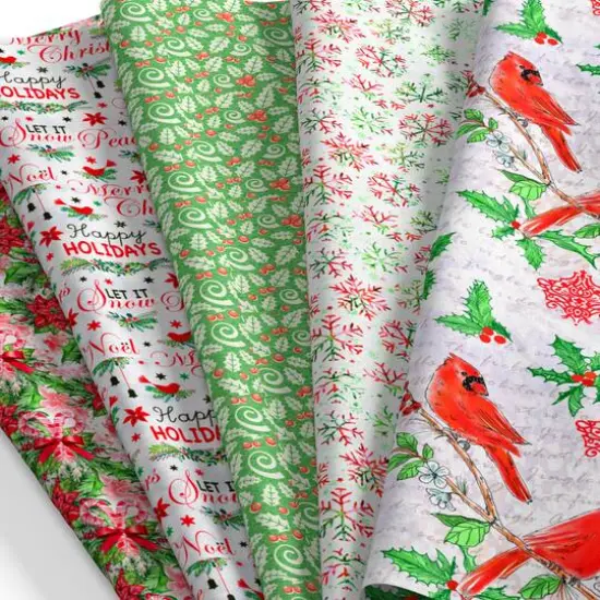 SINGER Christmas Cardinals 5 Piece Fat Quarter Bundle {3}
